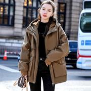 大码派克棉服女冬装新款200斤胖MM冬季中长款工装棉衣加绒厚外套