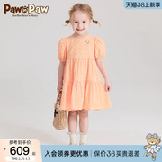 pawinpaw卡通小熊童装24年夏季女童，绣花连衣裙公主风