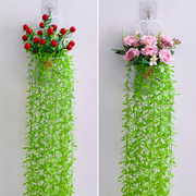 室内假花藤条绿植墙面装饰壁挂，植物吊篮挂壁塑料假花摆设仿真花草
