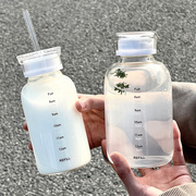 玻璃水杯女士耐高温大容量吸管水瓶男高硼硅便携带盖牛奶杯子夏季