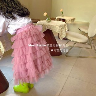 女童超火纱裙粉色蛋糕裙，半身裙黑色长裙，tutu蓬蓬裙2023年童装春装