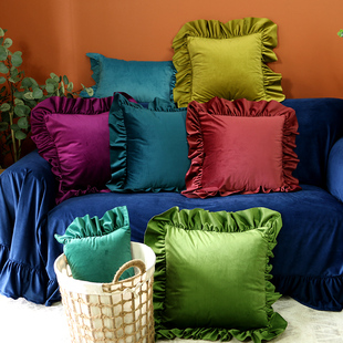 简约现代纯色法式轻奢风欧式丝绒，抱枕客厅沙发靠背腰枕靠垫高级感