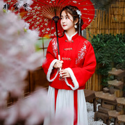 秋冬季汉服女中国风汉元素 复古加厚保暖冬装过年 古风两件套套装