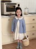 女童复古提花针织外套韩版2024春季儿童纯色长袖毛线开衫上衣