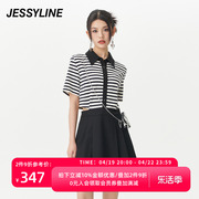 jessyline夏季女装杰茜莱时尚，条纹拼接连衣裙323211483