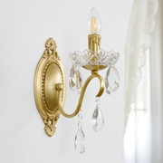 法式复古水晶壁灯，欧式美式卧室床头，客厅过道楼梯全铜壁灯