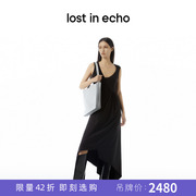 lost in echo 原创设计师品牌不对称拼接抽褶针织无袖连衣裙高级