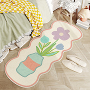 可爱花朵床边地毯卧室毛绒卡通少女公主房间ins风儿童床前地垫