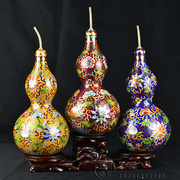 北京景泰蓝葫芦铸胎铜掐丝珐琅花瓶中欧式家装饰品办公室桌面摆件