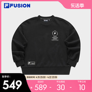 FILA FUSION斐乐潮牌女子针织套头衫2024春时尚纯棉宽松卫衣