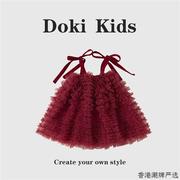 DOKI KIDS~女宝宝秋冬款连衣裙网纱裙2023可爱蓬蓬裙喜庆过年