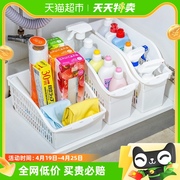 日本进口厨房收纳盒桌面家用水槽下橱柜整理盒零食杂物储物收纳筐