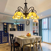 欧式复古简约创意仿古客厅卧室别墅地中海温馨多头美式玻璃吊灯