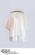 稀货 白色小仙女甜美重工蕾丝刺绣透视网纱显瘦罩衫遮阳衫蕾丝衫