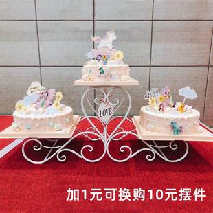 欧式铁艺三层蛋糕架子心形，多层展示架婚礼生日创意点心蛋糕甜品