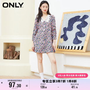 ONLY奥莱夏季花边娃娃领仙女感碎花短款连衣裙女