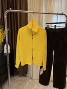 黄色高领半拉链毛衣女2024春季设计感宽松显瘦百搭针织衫上衣