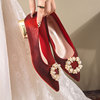 小高跟订婚红鞋时尚结婚妈妈鞋平底旗袍礼服婚礼喜婆婆婚宴鞋