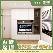 香港全屋定制电视柜现代简约小户型公屋，客厅电视背景墙柜尺寸