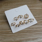 日韩风格组合套装戒指镶水钻镀金色简约大气潮流时尚指环C-71