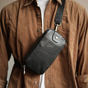 真皮胸包男夏季手机，包小手包多功能小包，牛皮腰包单肩斜挎手拿包潮