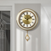 欧式轻奢挂钟客厅家用时尚潮流石英钟表创意静音时钟美式大气挂表