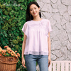 粉红玛琍衬衫女士2023夏季粉紫色圆领，轻薄小衫上衣pmams1179