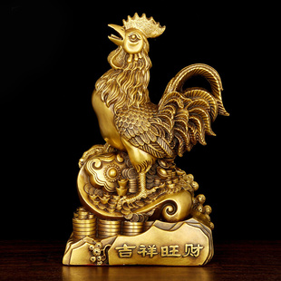 铜鸡摆件大号铜鸡如意金鸡铜公鸡元宝鸡家居客厅招财装饰工艺品