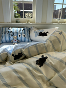 ins少女心条纹，小黑猫床上四件套全棉纯棉1.5m1.8米被套床单三件套