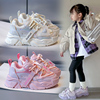 女童鞋2023秋冬皮面小女孩跑步鞋软底舒适轻便儿童运动鞋加绒