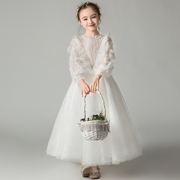 儿童晚礼服公主裙女童高端轻奢小众花童婚礼，小女孩主持钢琴演出服