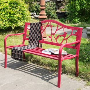 户外公园椅长椅双人座椅，长条椅休闲简约长凳，铁艺靠背庭院室外花园