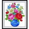 蒙娜丽莎精准印花蓝瓶玫瑰花，蓝色花瓶十字绣，现代简约客厅卧室挂画