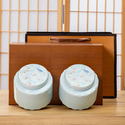 高档木盒仿竹纹陶瓷罐黄山毛峰茶叶礼盒绿茶毛尖密封罐盒定制