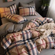 网红全棉四件套纯棉床上床品，格子床单北欧简约被套1.8床笠三4件套
