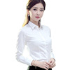 职业韩版常规女装2024短袖，单排纽扣通勤白色圆领夏季修身正装衬衫