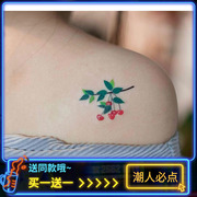 樱桃 独家手绘植物纹身贴防水女持久肩膀性感小清新图案韩风刺青