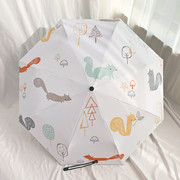 ins甜美盐系自动雨伞折叠晴雨两用女生遮阳伞黑胶防紫外线太阳伞