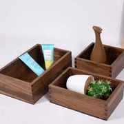 黑胡桃木盒定制无盖，木盒桌面厨房杂物收纳盒，长四方木盒抽屉盒