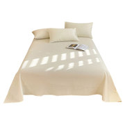 100单独床单纯棉简约现代纯色全棉，华夫格枕套，床单两件套单人被单3