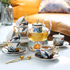 欧式客厅花茶杯碟轻奢花草水果，茶具套装家用陶瓷杯子可加热花茶壶