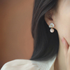 微镶花朵珍珠独特耳环2024耳坠，轻奢小众设计时尚耳钉森系