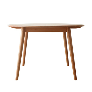 北欧实木形餐圆桌日式橡木，38673樱桃木小约户型餐桌木椅组合