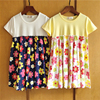 日单 女童短袖连衣裙夏季薄款假两件拼接花朵宽松超短裙子120-130