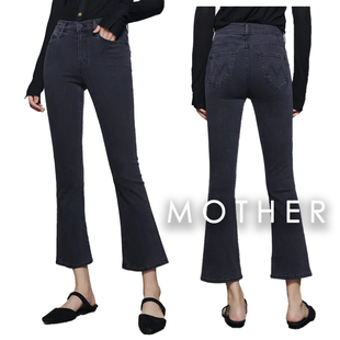 香港Mother牛仔裤黑灰色直筒微辣八分裤高腰小个子女士显腿长