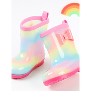 儿童雨鞋公主女童幼儿园宝宝，防滑雨靴水鞋小孩加绒水靴可爱彩虹