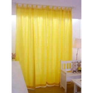 北欧简约明黄色棉麻布门帘，客厅隔断透光亚麻纱，小清新外贸窗帘成品