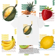 2020夏季3d水果t恤ins榴莲，草莓苹果短袖亲子，情侣趣味潮休闲5分袖