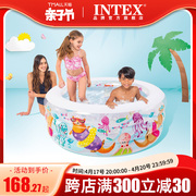 INTEX充气游泳池儿童宝宝泳池家用成人超大洗澡水池鲨鱼海洋球池