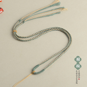 藏式风彩色手工编金刚结手搓棉线，挂绳横穿天珠，唐卡蜜蜡项链吊坠绳